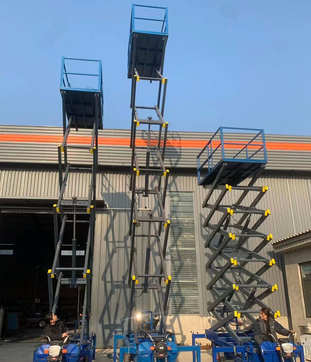 電動昇降プラットフォーム三輪車リフトモバイルクライミングカーシザー油圧伸縮式高所作業アーティファクト